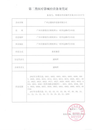 第二類醫(yī)療器械經(jīng)營(yíng)備案憑證